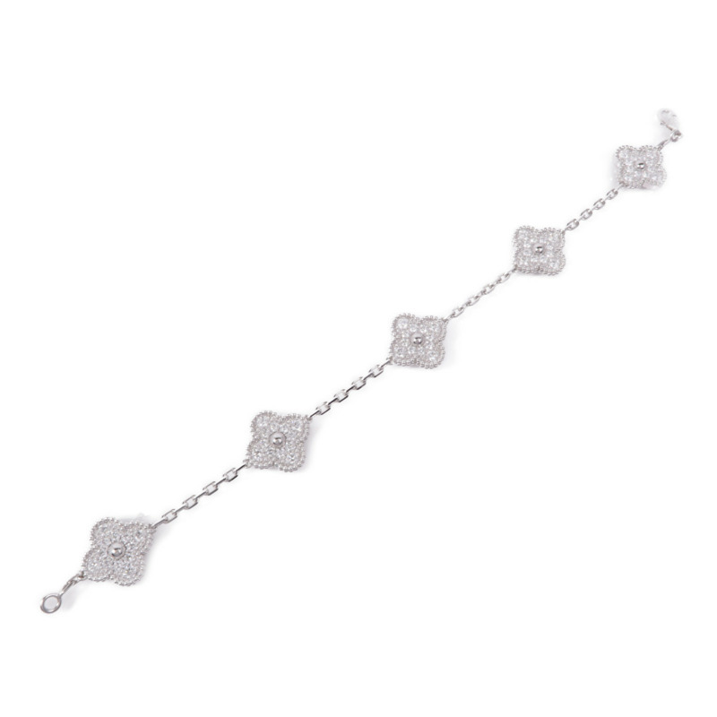 Van Cleef & Arpels 18K白金Vintage Alhambra Bracelet鑽石手鏈-5