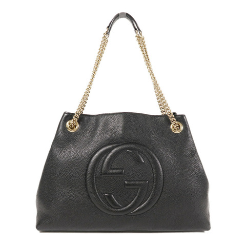 GUCCI 牛皮皮革Soho金扣鏈帶肩背袋