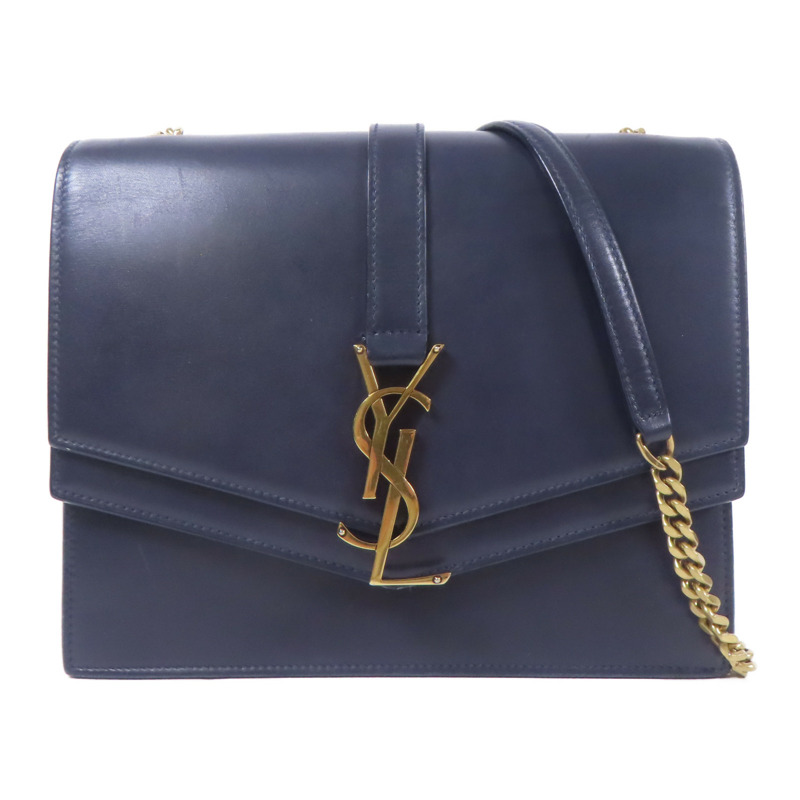 SAINT LAURENT 牛皮皮革Chain Shoulder金扣鏈帶肩背袋-0