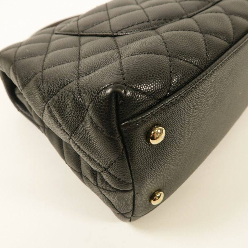 CHANEL 牛皮皮革Coco Handle Medium金扣鏈帶手挽肩背兩用袋-12