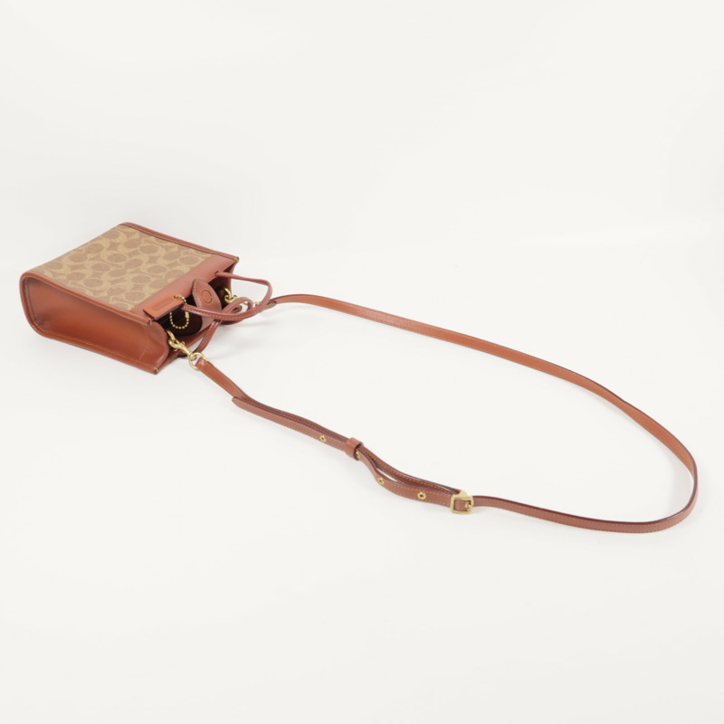 COACH 塗層帆布/牛皮皮革2 Way Shoulder手挽肩背兩用袋-6