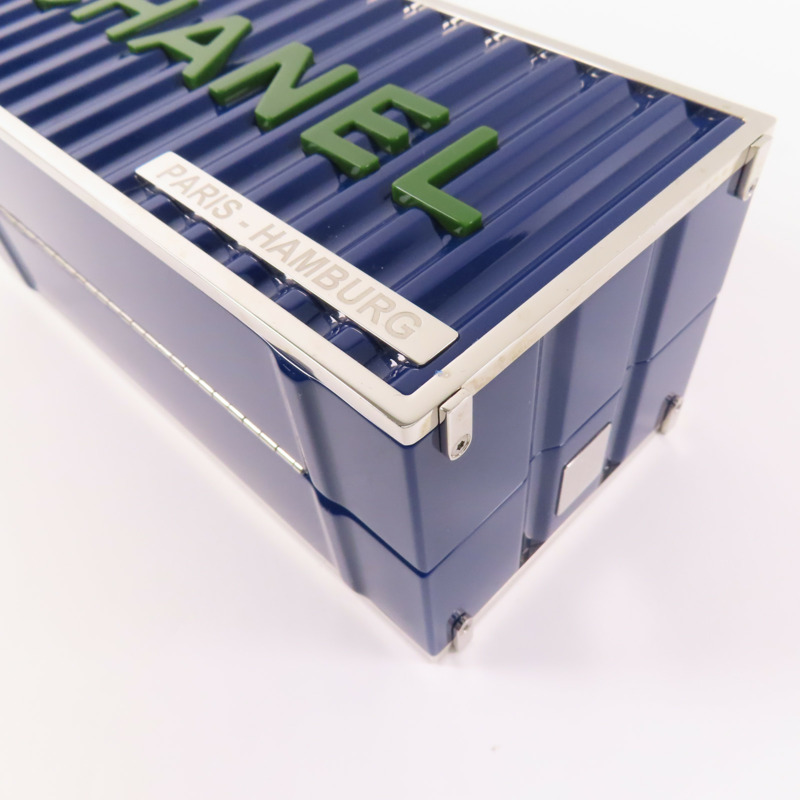 CHANEL 金屬/Acrylic Shipping Container Minaudiere銀扣鏈帶肩背袋-13