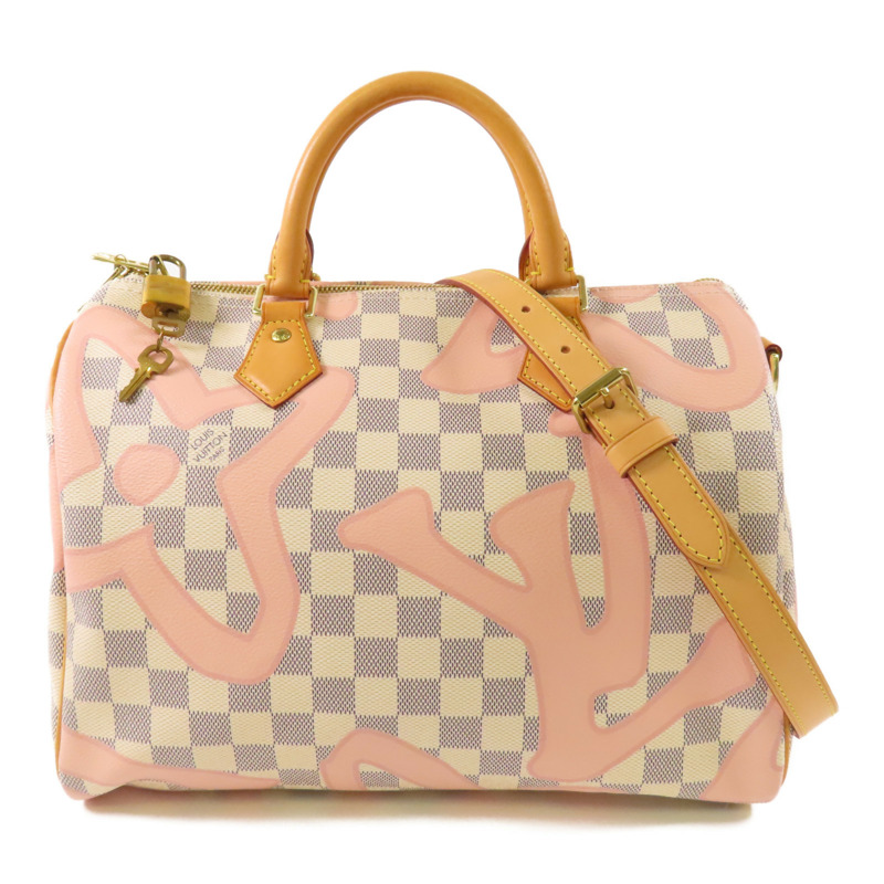 LOUIS VUITTON Damier Azur Tahitienne Speedy Bandouliere 30金扣手挽肩背兩用袋-0