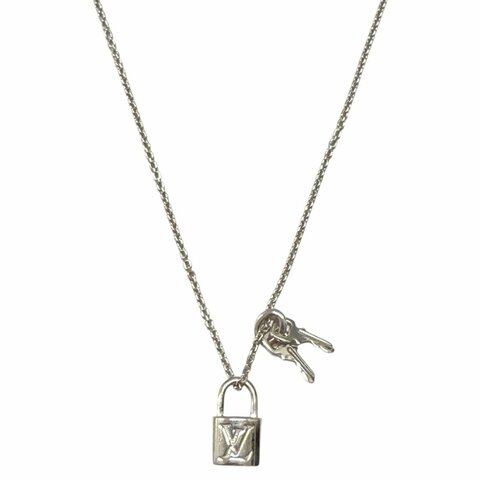 LOUIS VUITTON 18K 白金 WG Lock It 鎖頭 項鍊