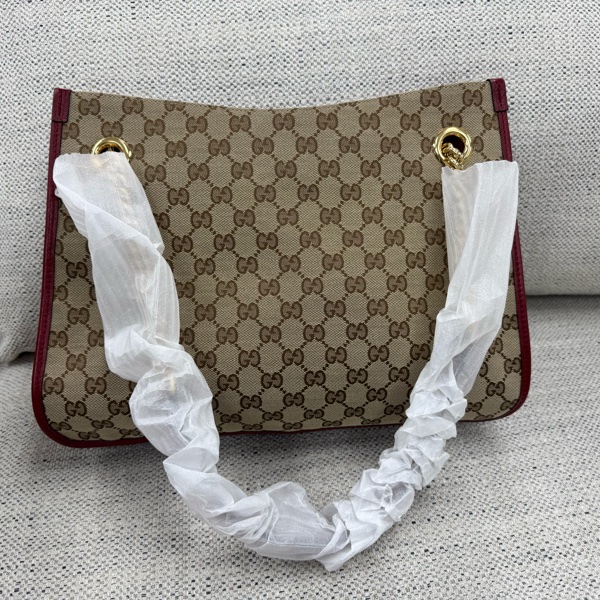 GUCCI 1955 托特包 馬銜扣 老花拼紅色-9