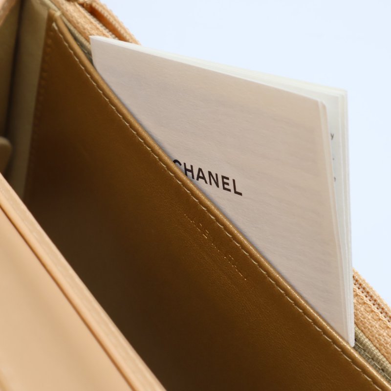 CHANEL 經典小羊皮金球WOC - 米金-5