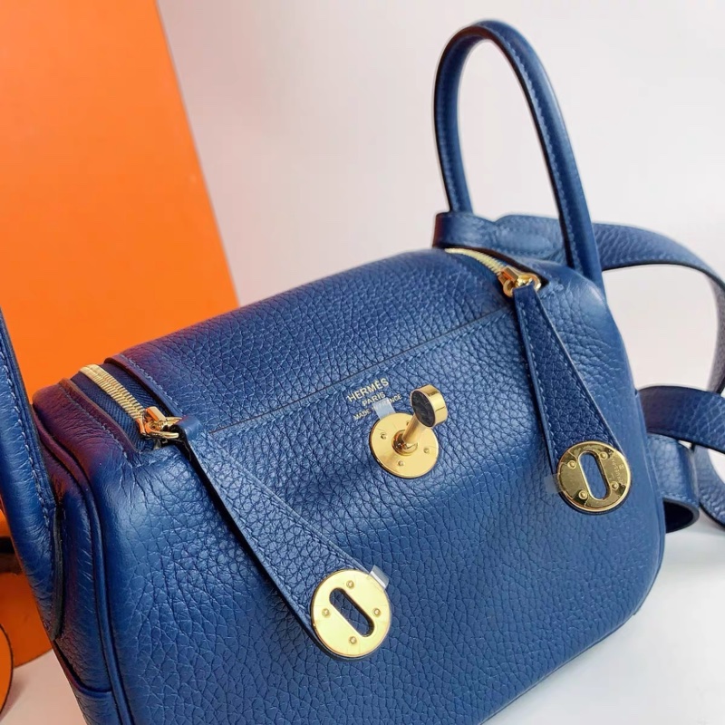 99新 Hermes 爱马仕 mini Lindy 一代 S4深邃蓝 金扣 Y刻 TC皮 现货出-5