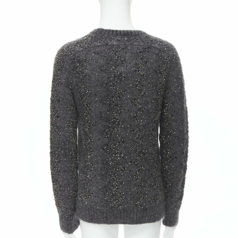 new SAINT LAURENT 2018 mohair wool crystal rhinestone embellished sweater M-4