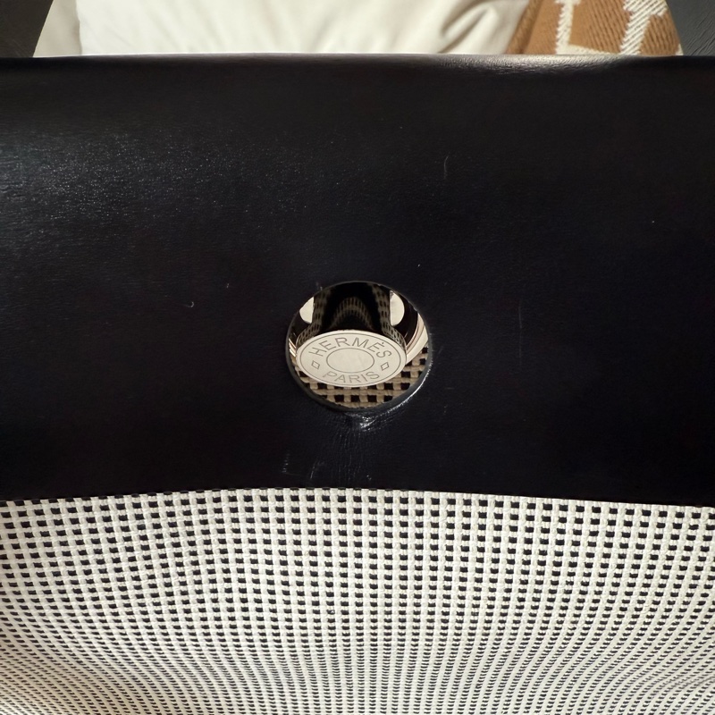 價格甜美Hermes Zip her bag 31黑白熊貓格紋帆布包-8