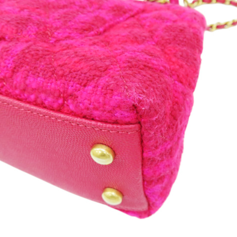 粉紅斜紋軟呢 菱格紋 荔枝紋 Coco Handle 肩背【CHANEL 香奈兒】 A92990-17