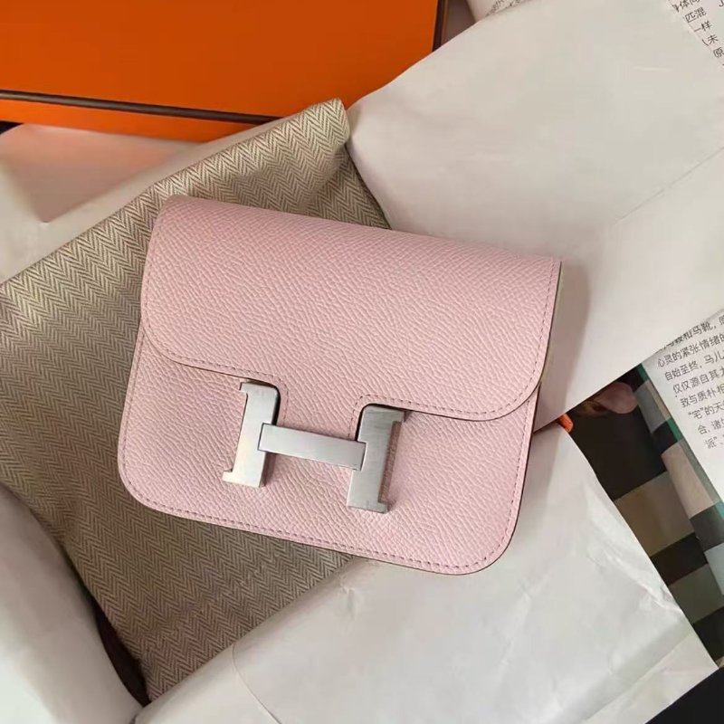 Hermes constance slim m7戀愛粉銀扣康康錢包w刻 12.4*10.2*3cm,全新全膜 配件子包塵袋盒子-2