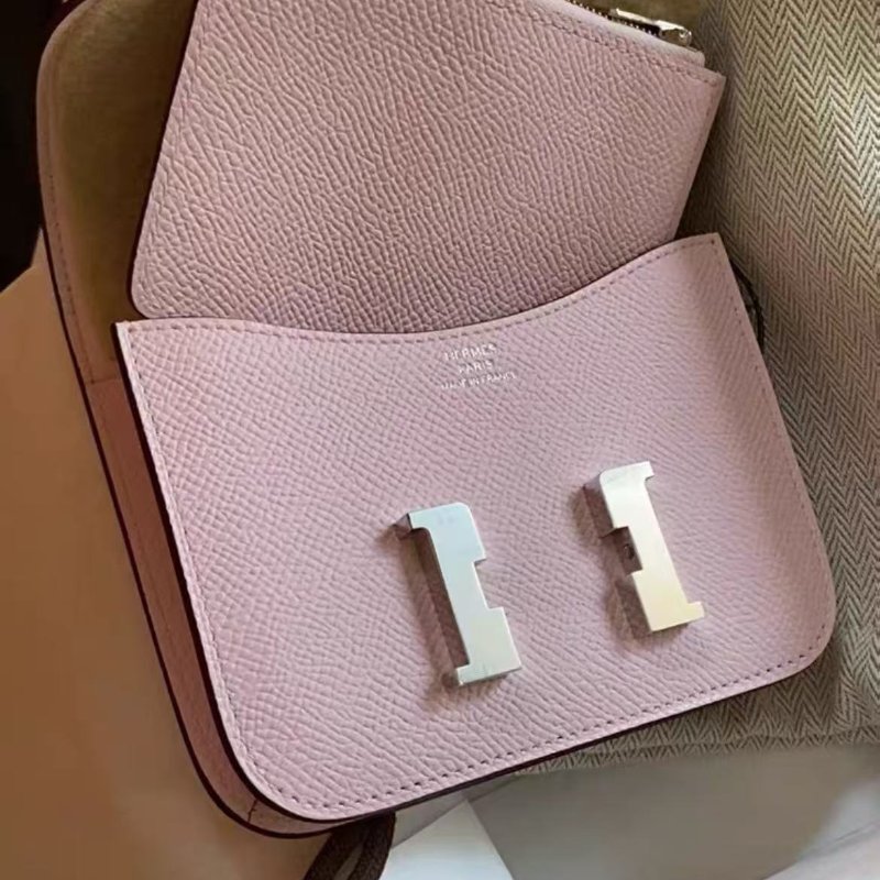 Hermes constance slim m7戀愛粉銀扣康康錢包w刻 12.4*10.2*3cm,全新全膜 配件子包塵袋盒子-4