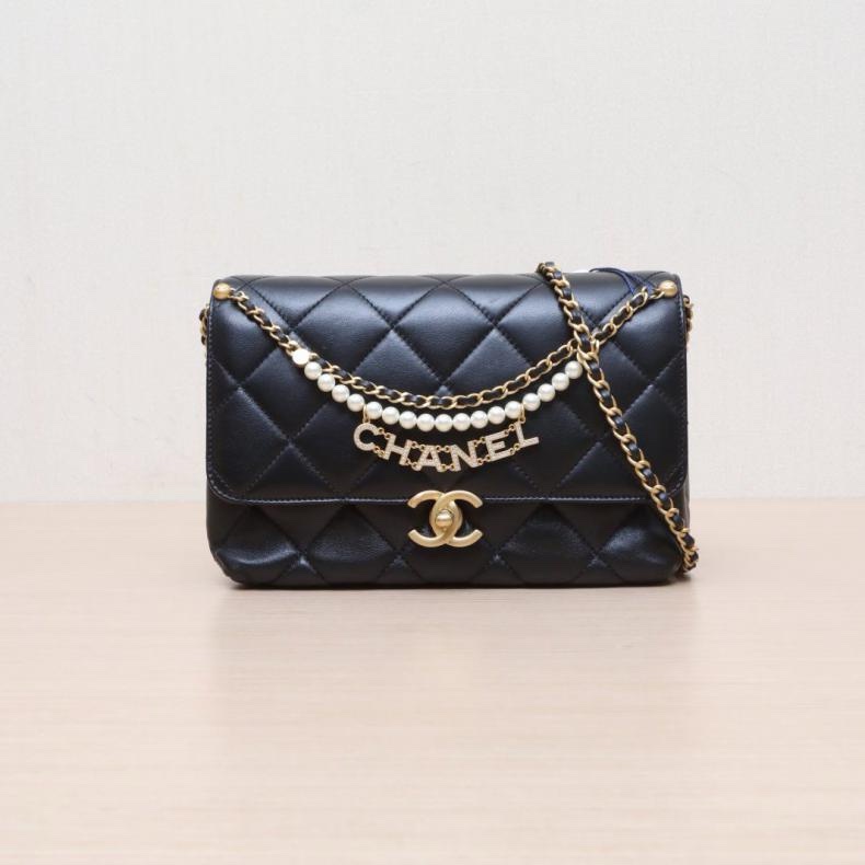 CHANEL(香奈兒) 24A CF 口蓋包 小號 23CM 黑色 晶片開 金扣-0