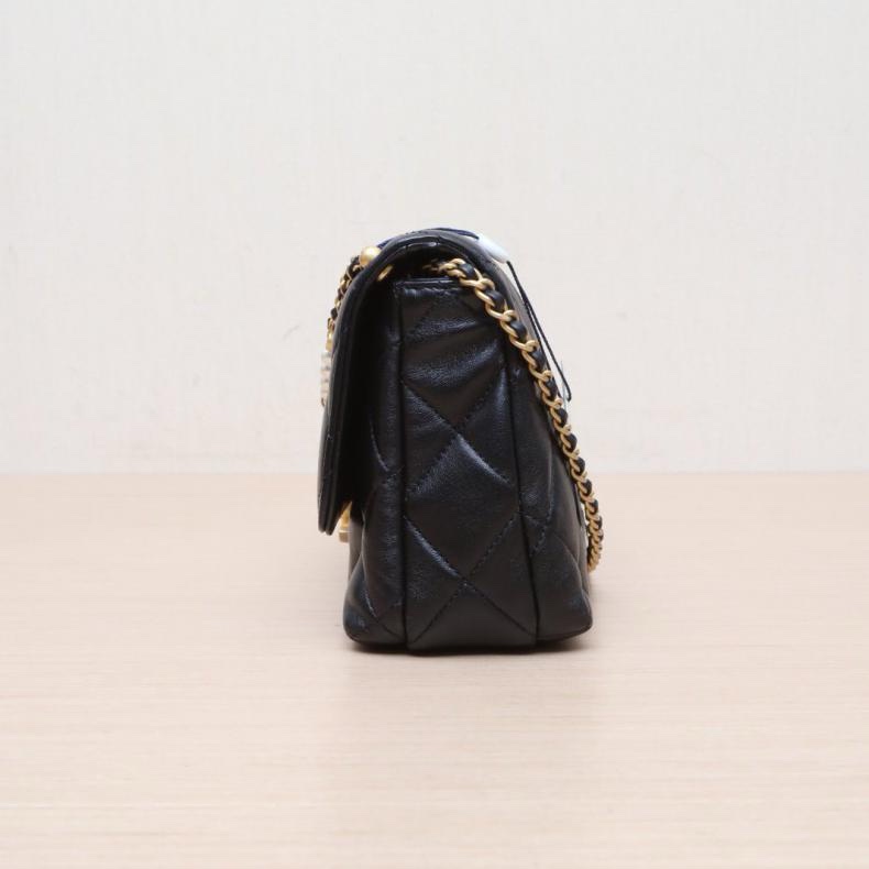 CHANEL(香奈兒) 24A CF 口蓋包 小號 23CM 黑色 晶片開 金扣-1
