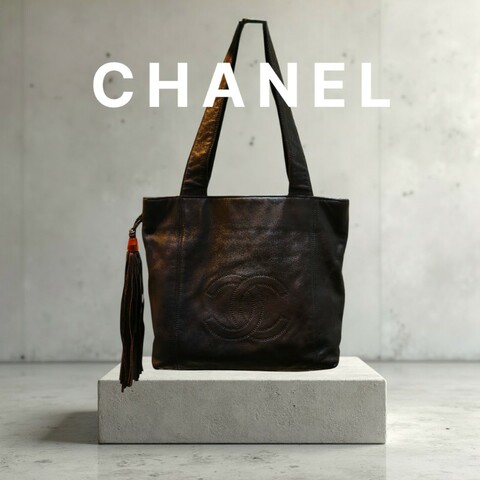 ✈️老闆出國不在‼️狂降甜價至4/5（原32800）【8成新】㊣✨CHANEL✨香奈兒 可可色 老香 小香 雙C 雷標 保卡 琥珀 流蘇 托特包 肩背包 文件包/二手包/二手精品🌳二手樹屋🌳