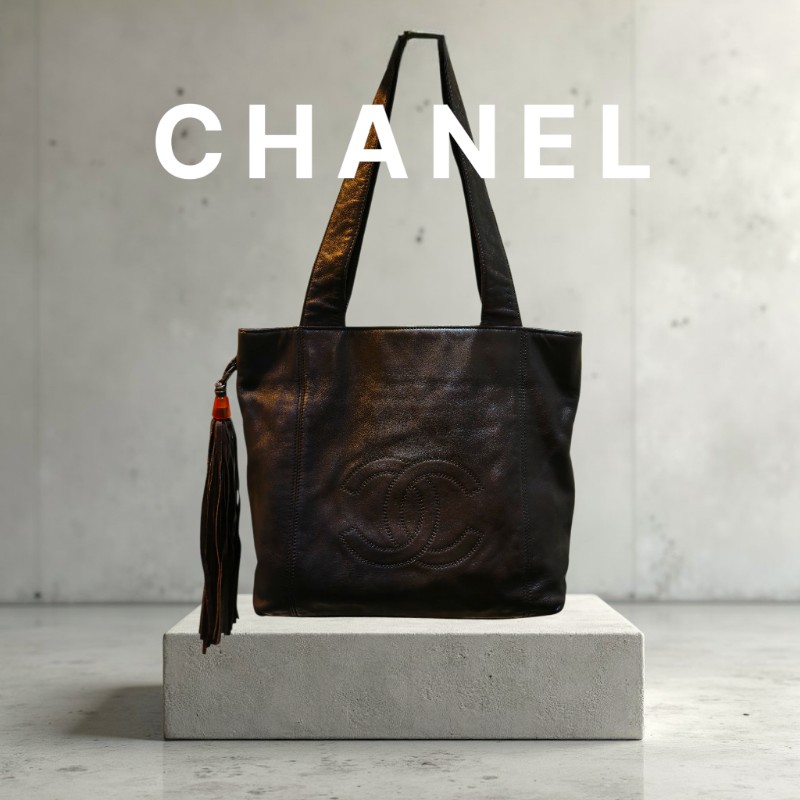 【8成新】㊣✨CHANEL✨香奈兒 可可色 老香 小香 雙C 雷標 保卡 琥珀 流蘇 托特包 肩背包 文件包/二手包/二手精品🌳二手樹屋🌳-0