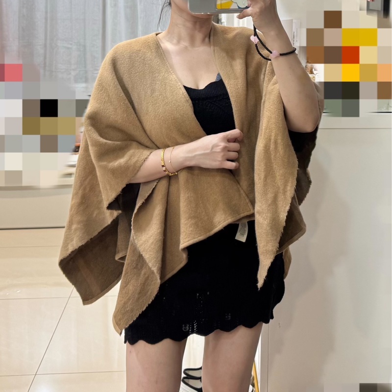 BURBERRY 羊毛 卡其色 披肩 斗篷 罩衫 圍巾-2