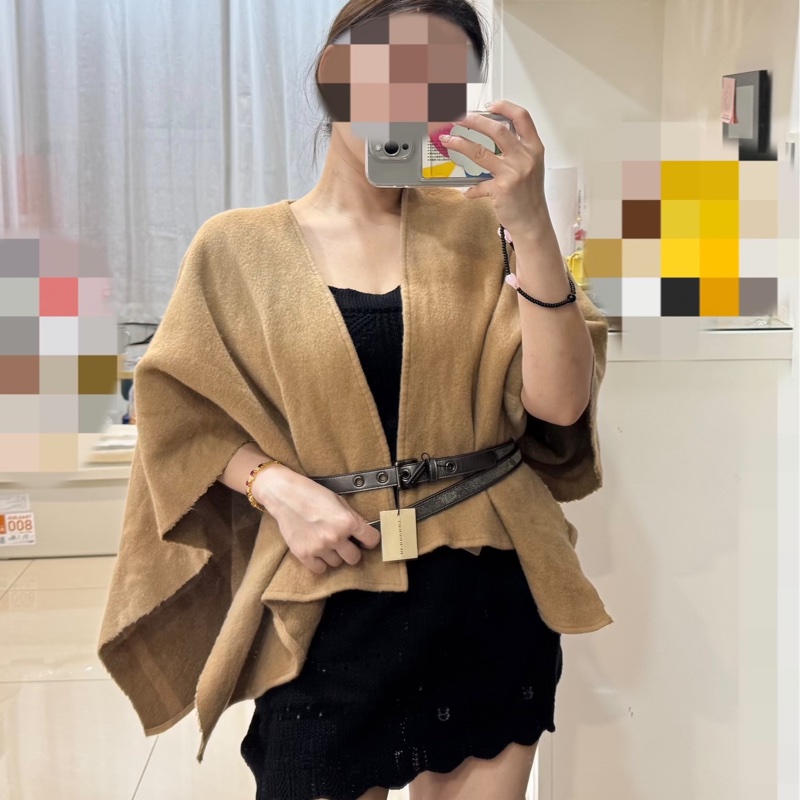 BURBERRY 羊毛 卡其色 披肩 斗篷 罩衫 圍巾-4