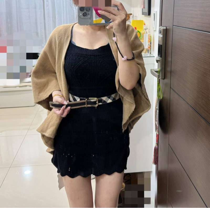 BURBERRY 羊毛 卡其色 披肩 斗篷 罩衫 圍巾-5