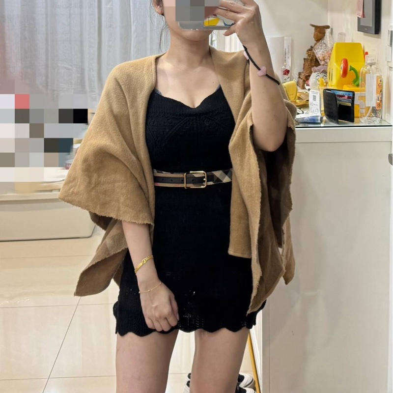 BURBERRY 羊毛 卡其色 披肩 斗篷 罩衫 圍巾-6