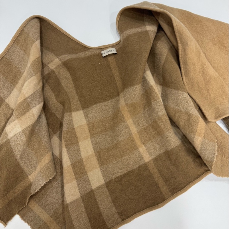 BURBERRY 羊毛 卡其色 披肩 斗篷 罩衫 圍巾-8