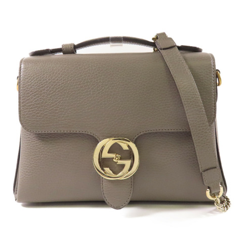 GUCCI 皮革GG Interlock金扣鏈帶手挽肩背兩用袋