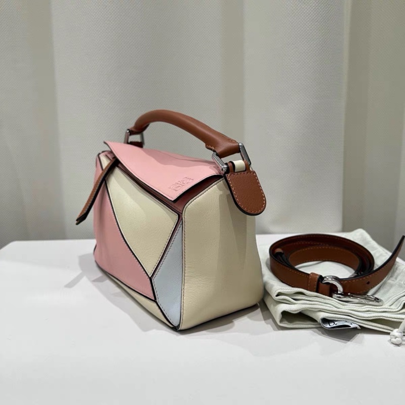 Loewe羅意威 粉色拼小雞黃puzzle小號幾何包 單肩斜挎-2