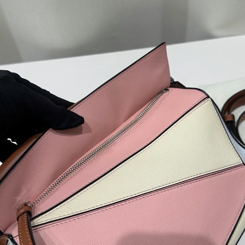 Loewe羅意威 粉色拼小雞黃puzzle小號幾何包 單肩斜挎-7
