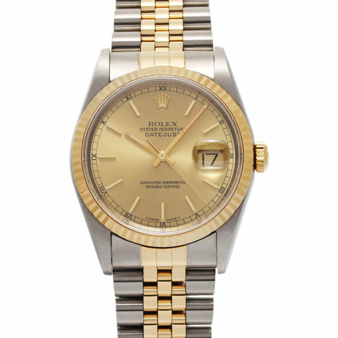 ROLEX 勞力士 Datejust 16233 男士黃金 SS 手錶自動金色錶盤