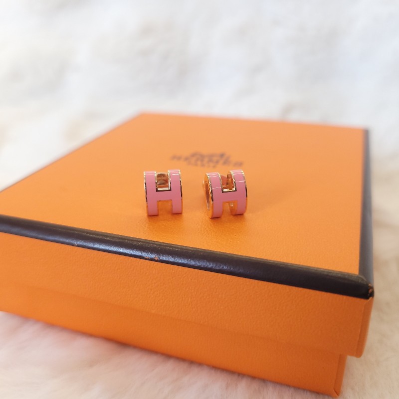 Hermès Mini POP H 耳環 Rose 3m 玫瑰粉-2