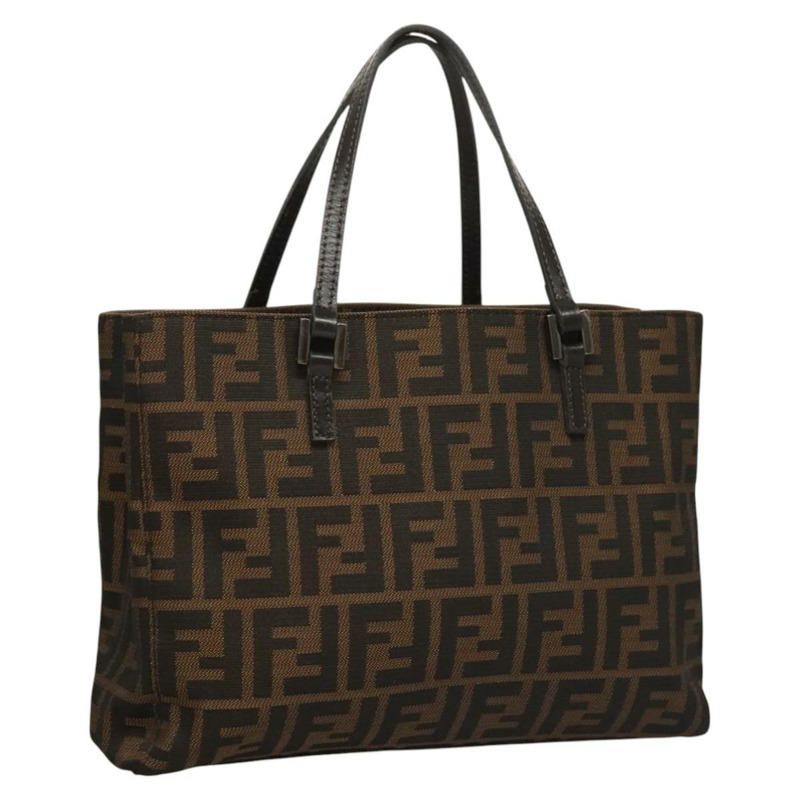 【日本直送】FENDI Zucca帆布手提包 黑色棕色 正品 117139AM-0