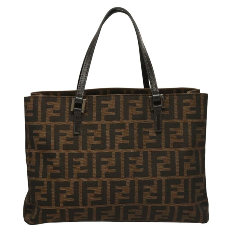 【日本直送】FENDI Zucca帆布手提包 黑色棕色 正品 117139AM-1