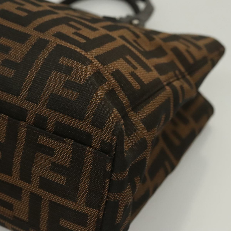 【日本直送】FENDI Zucca帆布手提包 黑色棕色 正品 117139AM-10
