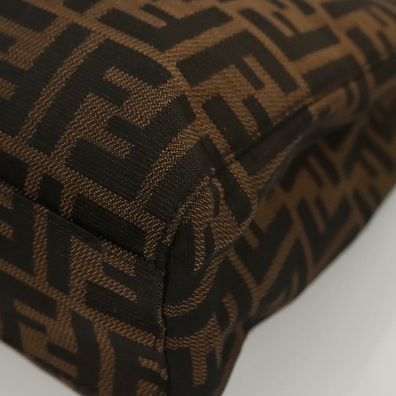 【日本直送】FENDI Zucca帆布手提包 黑色棕色 正品 117139AM-12