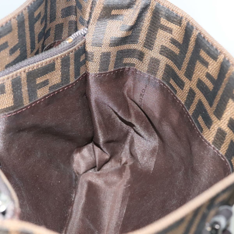 【日本直送】FENDI Zucca帆布手提包 黑色棕色 正品 117139AM-16