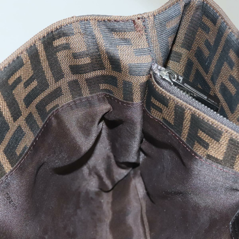 【日本直送】FENDI Zucca帆布手提包 黑色棕色 正品 117139AM-17
