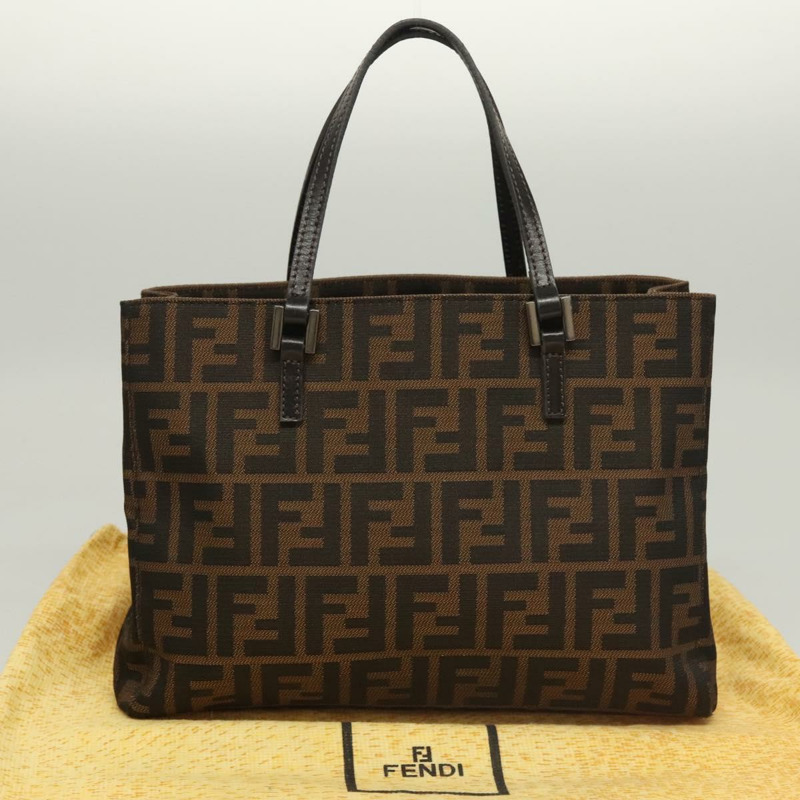 【日本直送】FENDI Zucca帆布手提包 黑色棕色 正品 117139AM-25