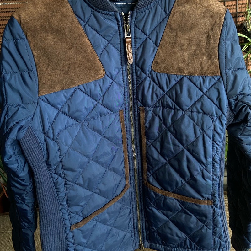 Ralph Lauren Sport 馬術風格深藍/麂皮滾邊外套-XS/80A-0