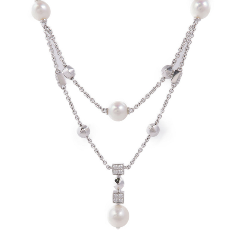 BVLGARI 【激減優惠】18K白金Lucea Diamond Pearl Necklace珍珠/鑽石項鍊-0