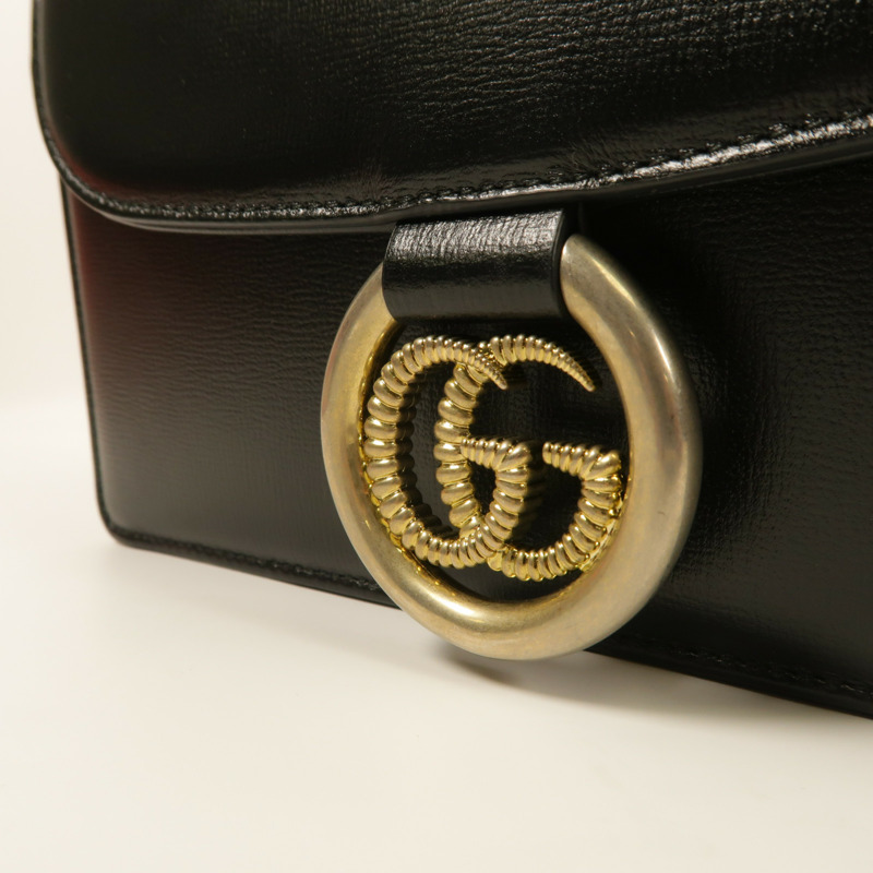 GUCCI 牛皮皮革Shoulder Bag金扣肩背袋-7