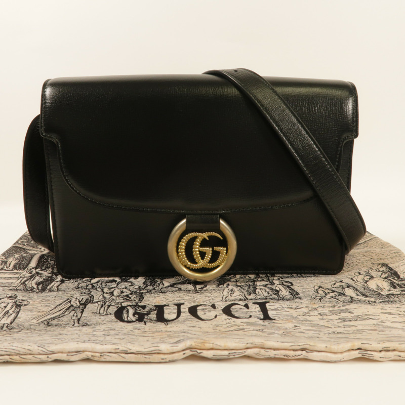 GUCCI 牛皮皮革Shoulder Bag金扣肩背袋-9