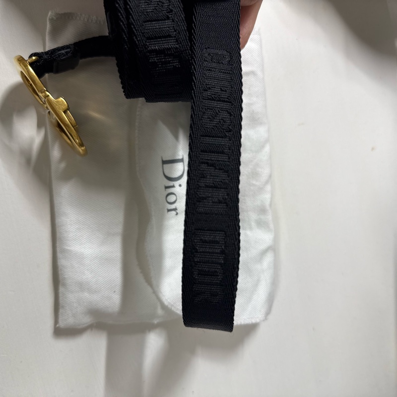 Dior 迪奧-仿銹銅黑尼龍拼皮腰帶-80公分-5成新-1