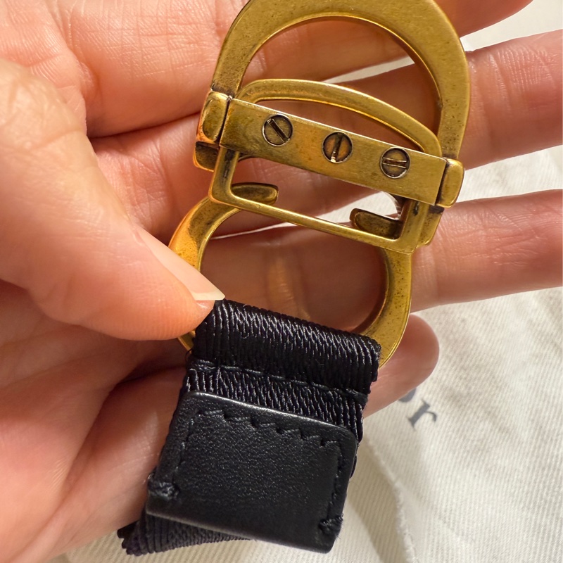 Dior 迪奧-仿銹銅黑尼龍拼皮腰帶-80公分-5成新-4