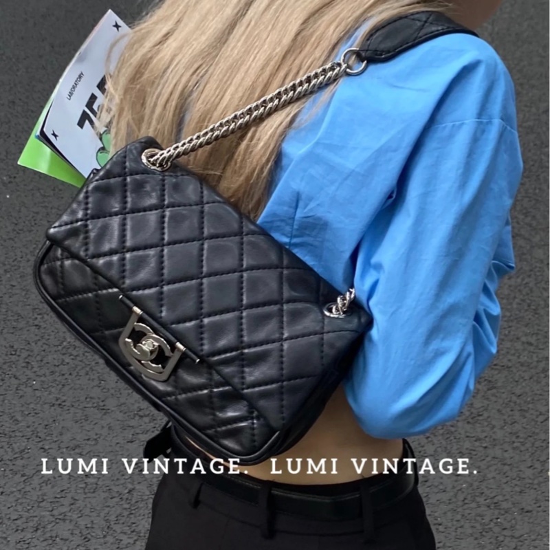 Chanel • Cf 30 愛丁堡系列 黑銀羊皮鏈條包-0