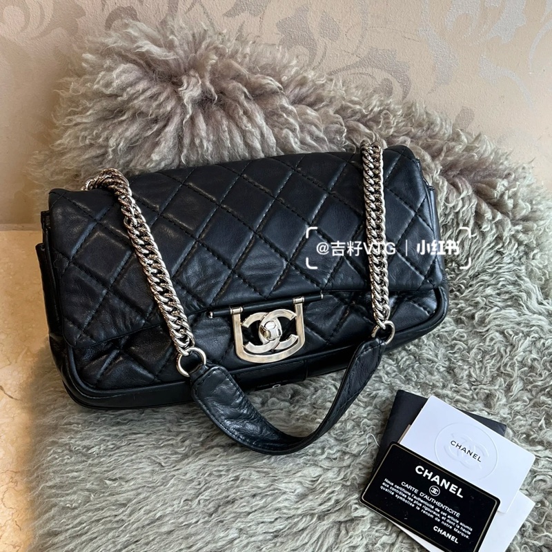 Chanel • Cf 30 愛丁堡系列 黑銀羊皮鏈條包-1