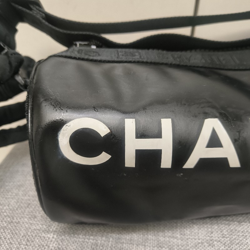 【五月感恩月❤️】限時超殺回饋降價⏰㊣✨CHANEL✨香奈兒 老香 小香 黑色 雷標 運動系列 雙面 圓桶包 桶包 肩背包 手提包/二手包/二手精品🌳二手樹屋🌳-5