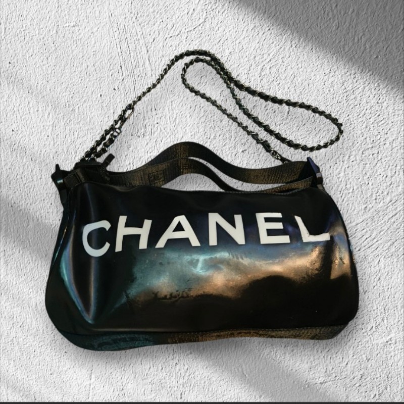 🔥年終狂降🔥【限時降價只到12/31（原18,800）】㊣✨CHANEL✨（贈背帶）香奈兒 老香 小香 黑色 雷標 運動系列 雙面 圓桶包 桶包 肩背包 手提包/二手包/二手精品🌳二手樹屋🌳-55