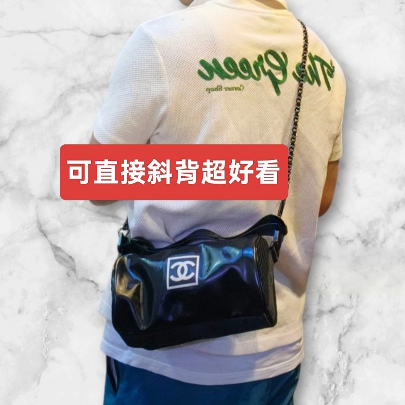 🔥年終狂降🔥【限時降價只到12/31（原18,800）】㊣✨CHANEL✨（贈背帶）香奈兒 老香 小香 黑色 雷標 運動系列 雙面 圓桶包 桶包 肩背包 手提包/二手包/二手精品🌳二手樹屋🌳-56