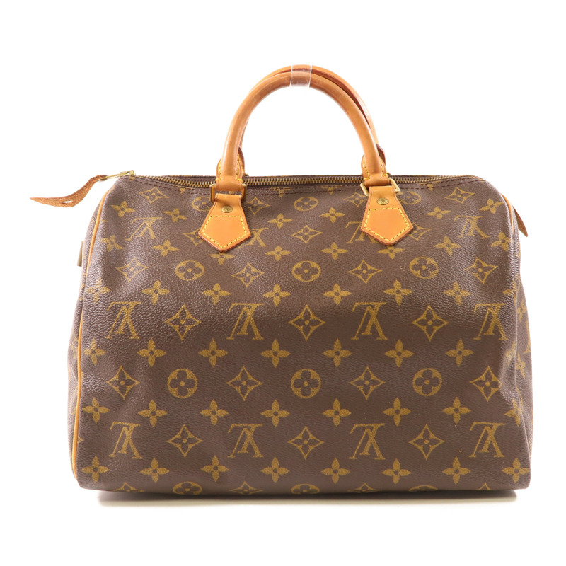 LOUIS VUITTON Monogram Speedy 30金扣手挽袋棕色-1