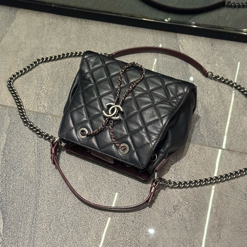 超美❤️ 香奈兒 #黑銀 #荔枝皮 #水桶包 #chanel-5